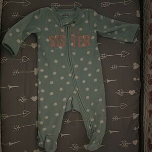 Carter's Mint Polka Dot 'Sister' Baby One-Piece